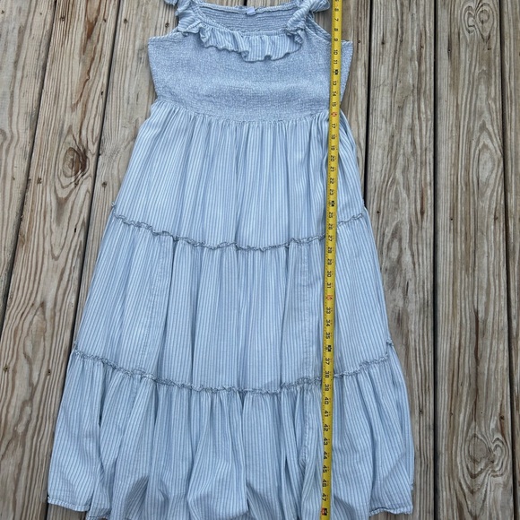Old Navy Midi Dress Tiered Ruffled Sz XL Cottage Core Blue White Striped‎ - Picture 5 of 9